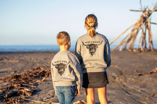 Kid Crew Sweater NZ Warm Unique Print Misty Ridge
