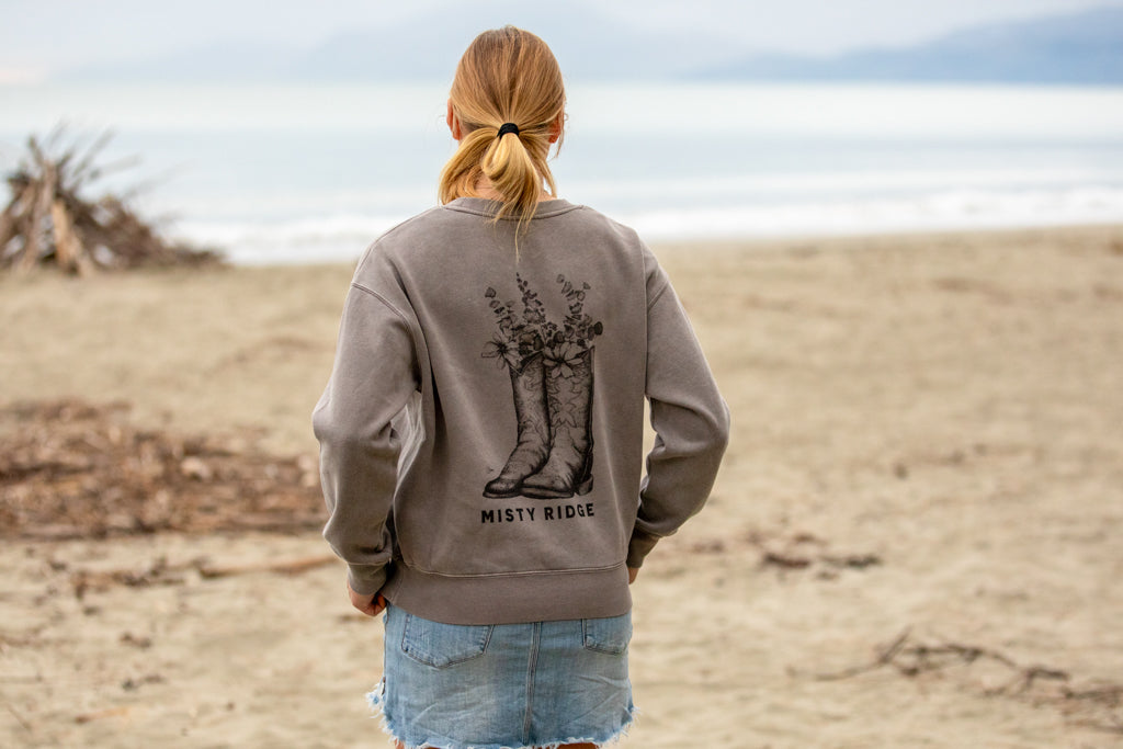 NZ Womens Crew Sweater Cowboy Boots Misty Ridge NZ